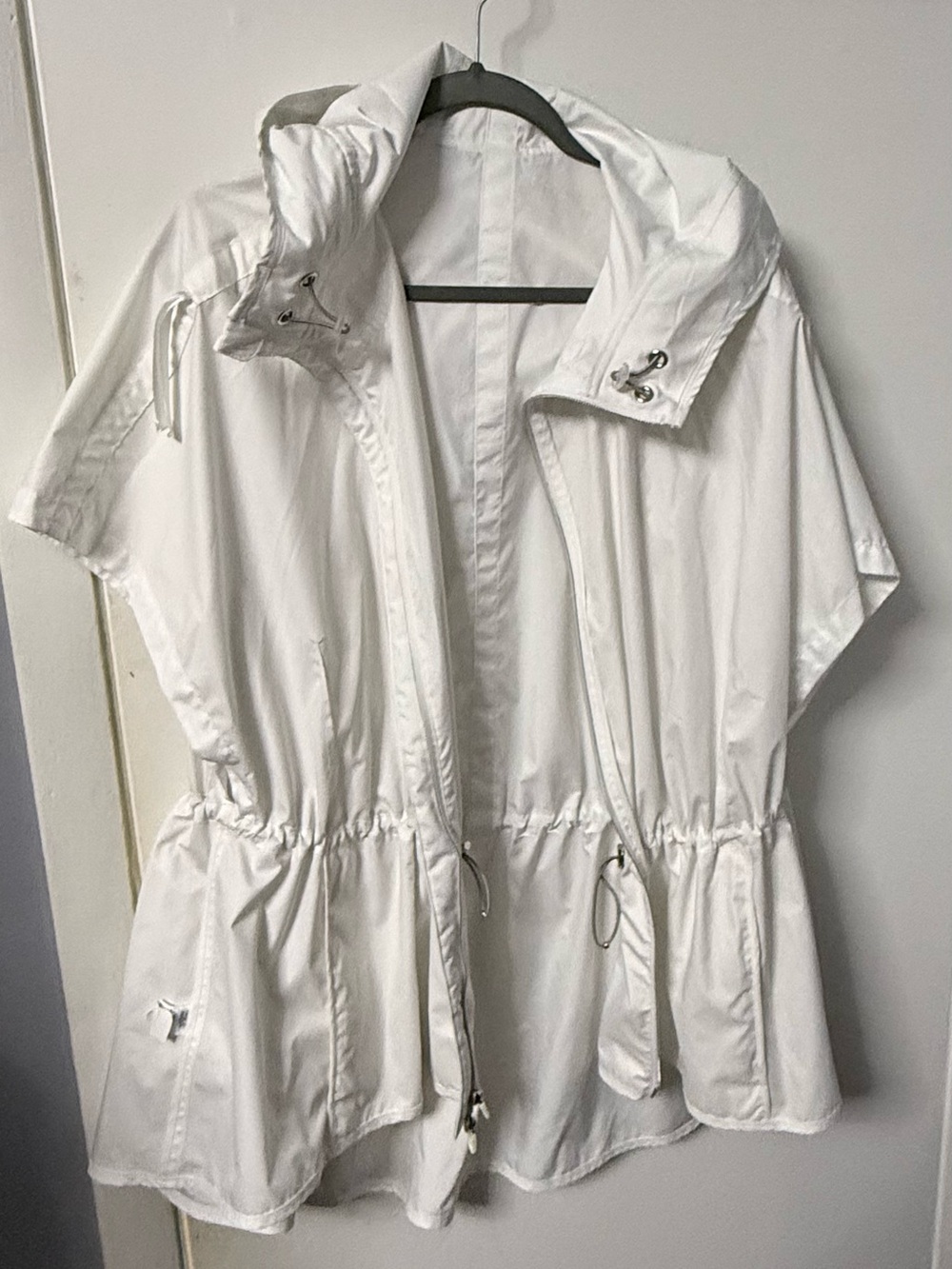 White Hooded Polo by Ralph Lauren Drawstring Waist Jacket - Women